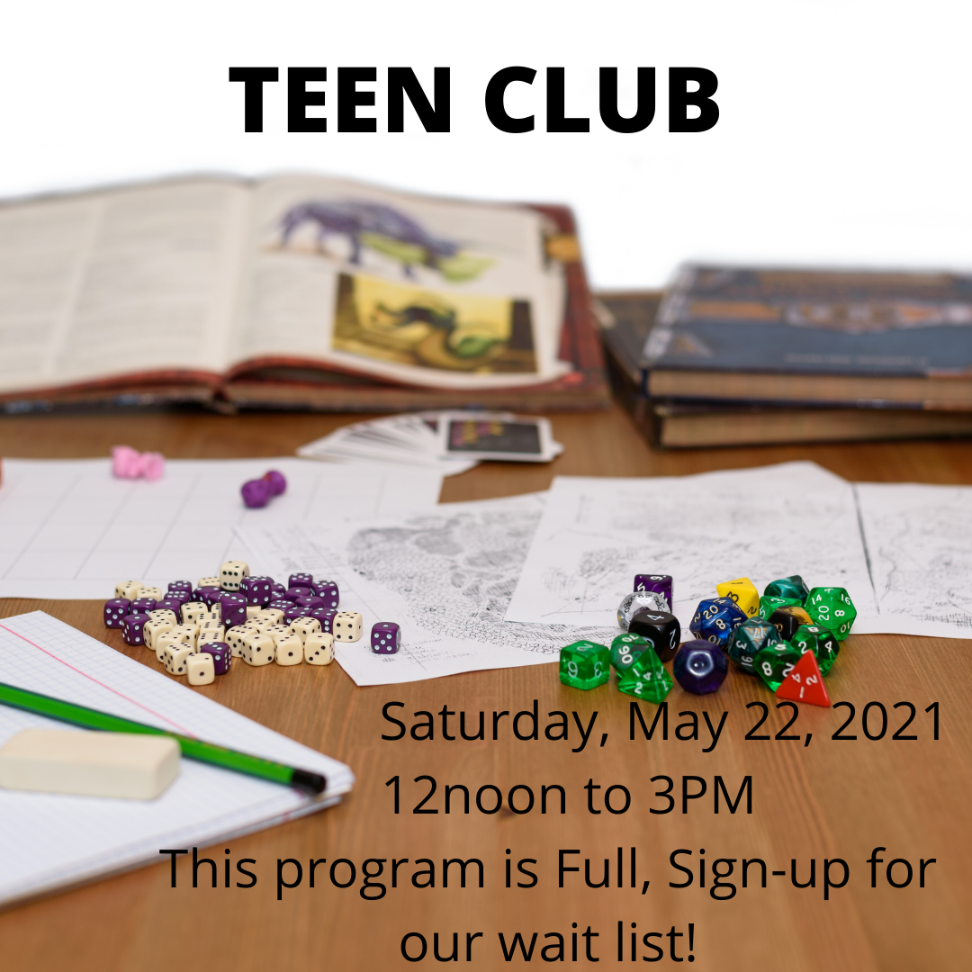 Read more about the article Teen Club – May 22 2021